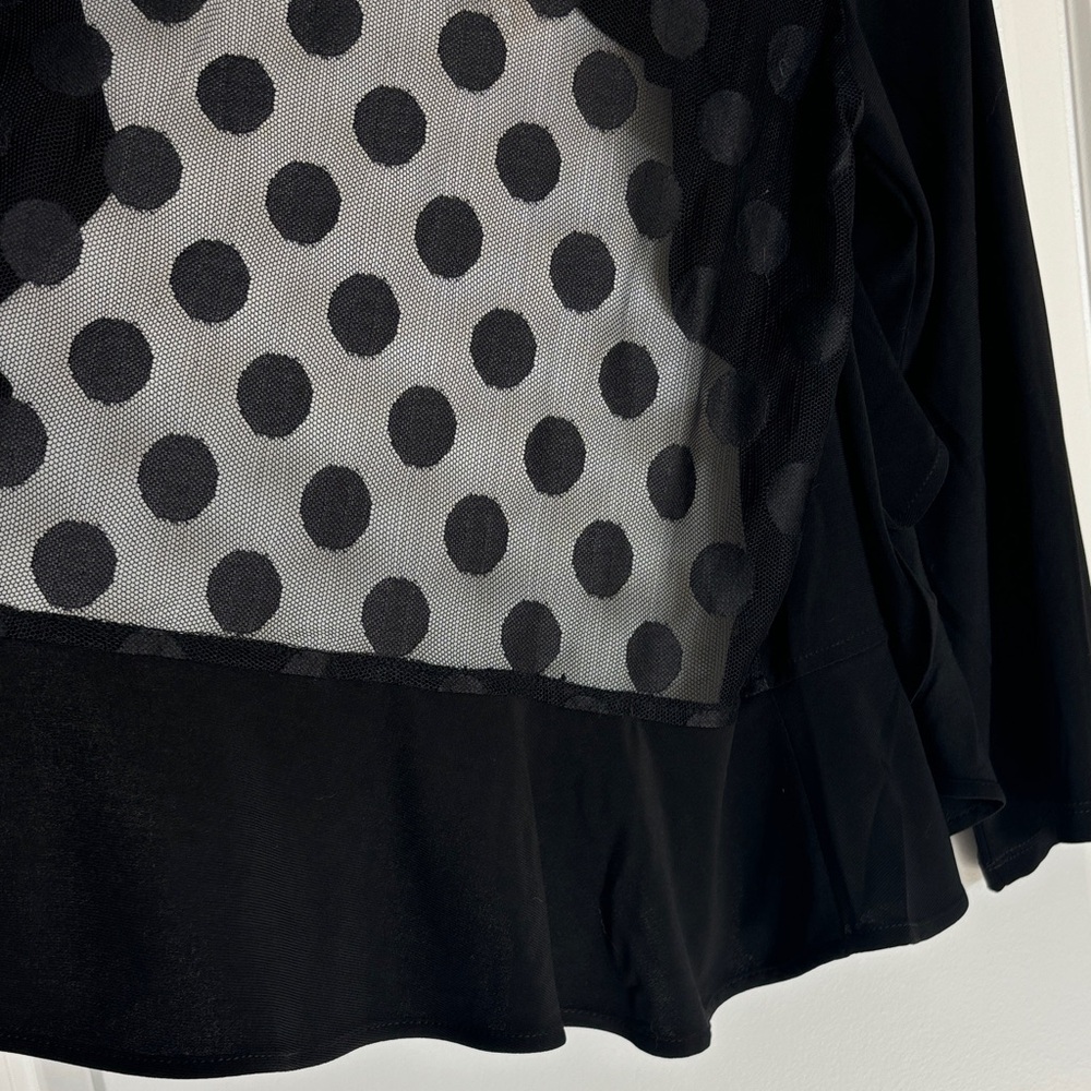 Nina Leonard Black Ruffle Open-Front Shrug - Picture 4 of 4